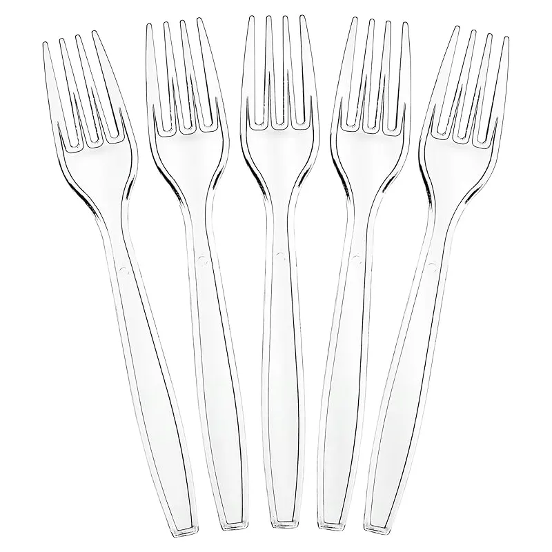 Fork disposable, transparent plastic, 6 pieces
