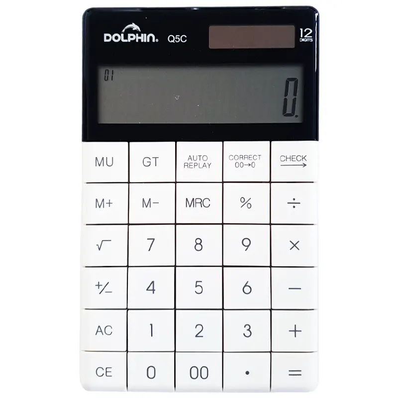 Desktop calculator Dolphin Q5C, 12 digits, middle size, (9 cm*16 cm)