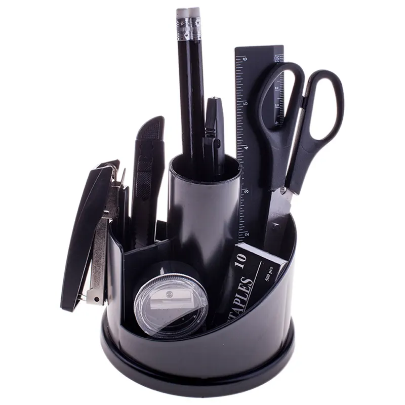 Настольный органайзер "Горки", 12 предметов, вращающийся, черный