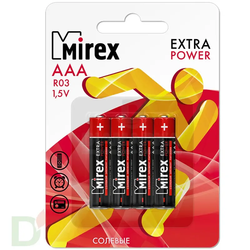 Батарейки AAA Alkaline, 1.5 В., R03 (тонкие пальчиковые), в упаковке 4 шт