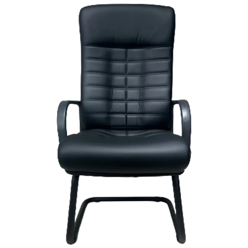 Metal legs. Seat and backrest are of leather substitute.