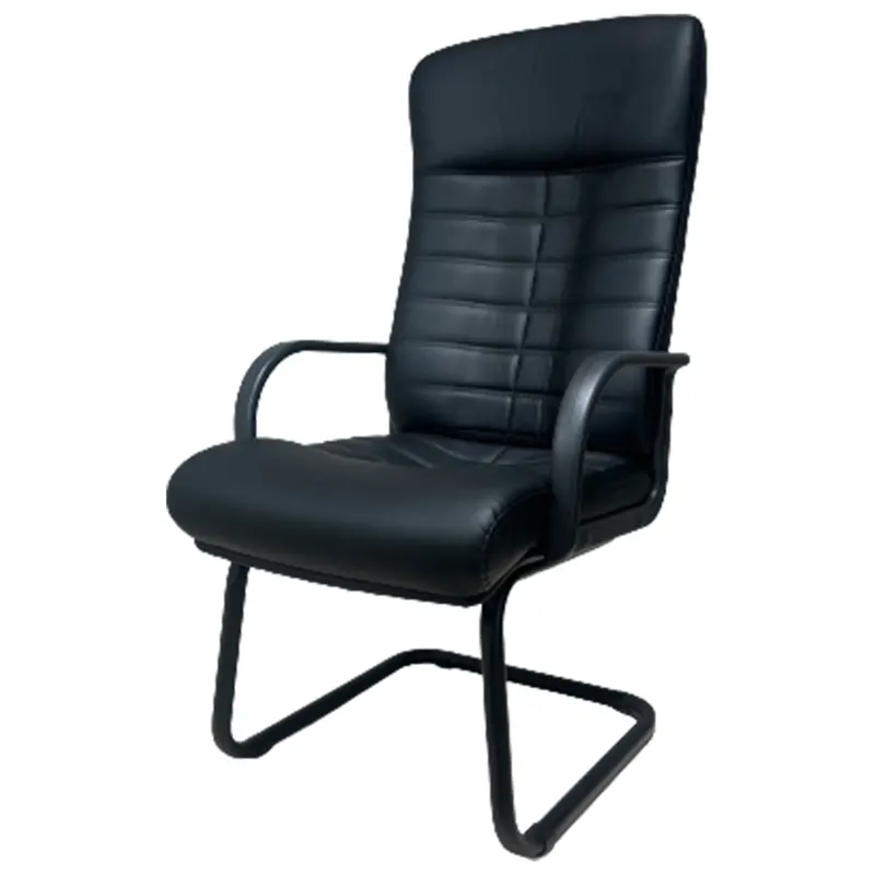 Metal legs. Seat and backrest are of leather substitute.