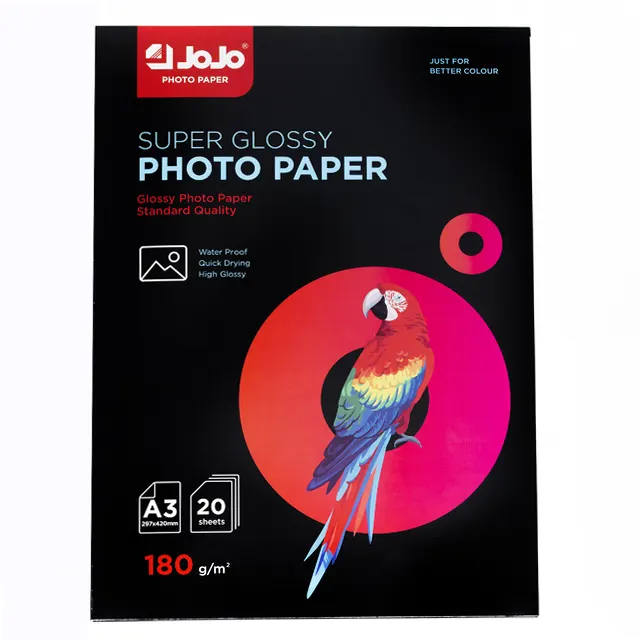 Photopaper glossy, A3 size ( 42 x 30 cm ), 180 gsm, 20 sheets
