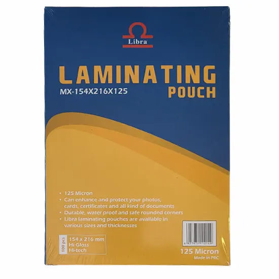 Laminating pouch, A5,  154 x 216 mm, thickness 125 microns, 100 pcs in a pack.