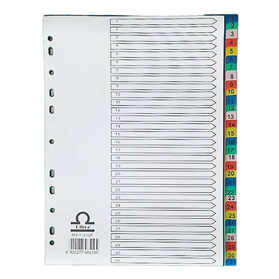 Divider plastic 1-31, colour/number.