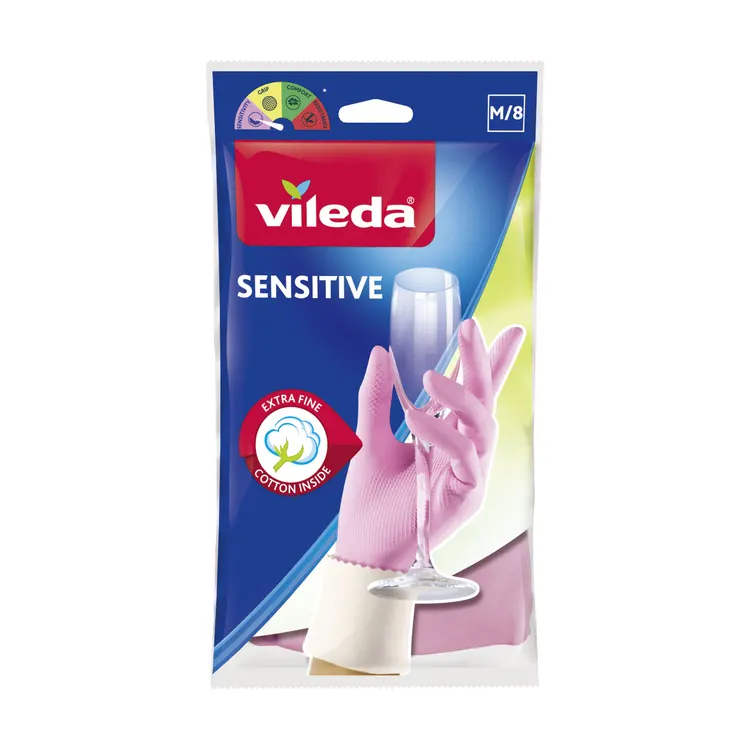 Household gloves, firm rubber with seamy surface for easy use, "Sensitive"