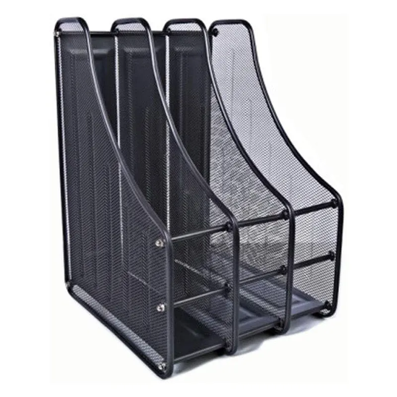 Ամսագրերի դարակաշար, 3 բաժանմունք, 8սմ, մետաղական, ցանցավոր, սև