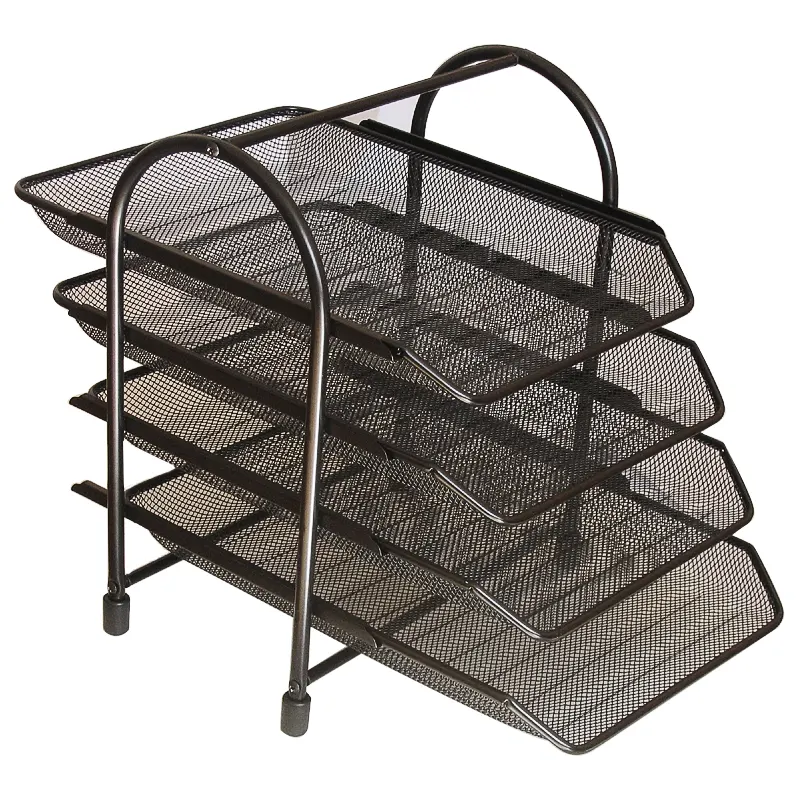 Paper tray, 4 sections, metallic, black