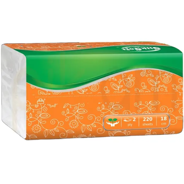 Napkins two-ply, in polyethylene pack, 220 pcs