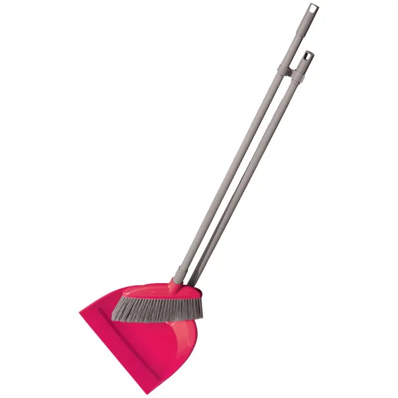 A set of a brush + long handle dustpan with rubber lip
