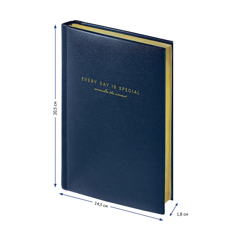 Diary A5, undated, 136 sheets, paper 70 gsm "Dallas", with soft cover. Gold colored edges.