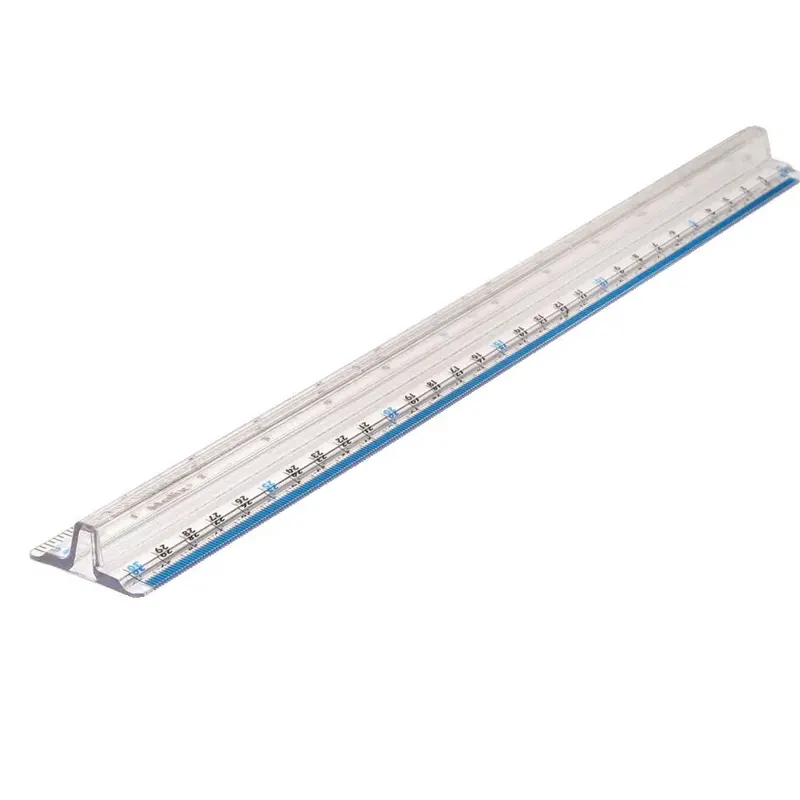 Ruler plastic, transparent with holder, 30cm.