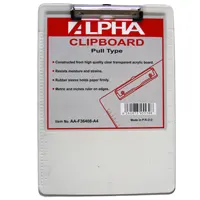 Պլանշետ A4 ֆորմատի, թափանցիկ, վերևից սեղմիչով, քանոնով