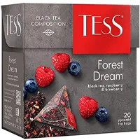 Tess Tea in pyramid bags. 20 bags per pack, Forest Dream.