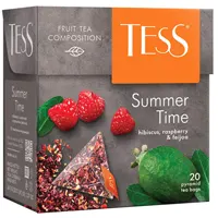 Tess Tea in pyramid bags. 20 bags per pack, Summer Time.