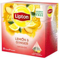 Lipton, fruit tea in pyramid bags. 20 bags per box, Limon & Ginger.