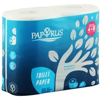 Toilet paper 240 sheets, sheets size 9.7*12.5 sm, roll length 30 m. 4 in a pack - 4 rolls equals 8 regular rolls