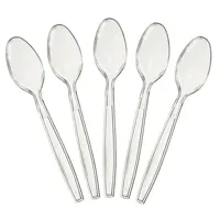 Table spoon disposable, transparent plastic, 6 pieces.