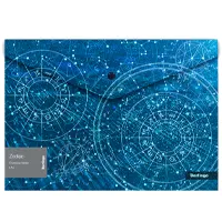 Folder-envelope on the button "Zodiac" A4, 180 microns, with a pattern, glitter effect