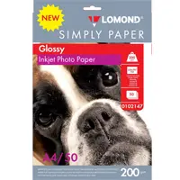 Photo paper, Glossy, A4 format, 200 gr., 50 sheets, Simply Lomond Econom 0102147