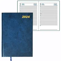 Dairy A5 for 2024 in english, with hard cover, blue.