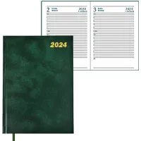 Dairy A5 for 2024 in english, with hard cover, green.