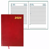 Dairy A5 for 2024 in english, with hard cover, dark red.