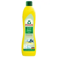 Scouring Cream Frosch, 500ml. Optimally dissolves all types of dirt in the kitchen and bathroom. • Ideal for ceramic, enamel, stainless steel, and glass surfaces, as well as electric and glass ceramic cooking surfaces, lemon
