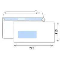 Envelope with transparent window, white, peel & seal, 115 x 225mm (A4 paper folded 3 times).