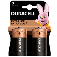 Batteries Alkaline, heavy duty,D, 1.5 V, R20, 2 pcs