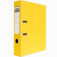 Lever box file with edge protector, finger hole, 2 "D" type rings, A4 size,, 8 cm, yellow