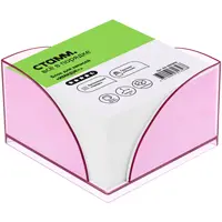 Paper for notes in a plastic box, 90 x 90 x 45 mm, 400 sheets, pink