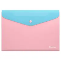 Button-type file, A4, transparent, 200 microns, blue/pink