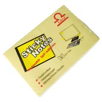 Sticky Notes, 51 x 76mm, 100 pages, yellow.