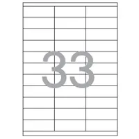 Paper A4 self-adhesive, mat white, for office machines, devided into, 33 pieces-70 х 25mm