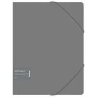 Action case with elastic bands, A4 format, with "soft touch", grey