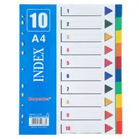 Plastic page divider, A4 size, 10 sections, without numbers.