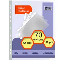 High quality sheet protectors, A4, polyethylene, 70 microns, transparent, 100 pcs in a pack.