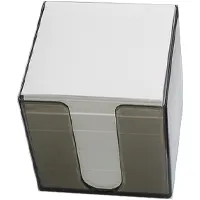 Memo cube with plastic box, 90mm x 90mm, 450 separate pages, white color