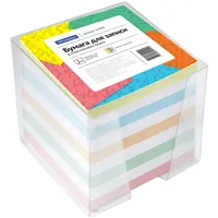 Memo cube with plastic box, 90mm x 90mm, 450 separate pages,, colorful.