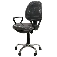 Metal legs, plastic wings. Rising - falling, adjustable mechanism. The seat and backrest are made of high-quality fabric, black