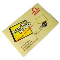 Sticky Notes, 76 x 102mm, 100 pages, yellow.