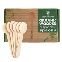 Organic, wooden tea spoon, disposable, 100 pieces.