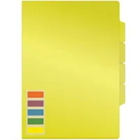 Անկյունակ, պլաստիկ, A4 Ֆորմատի, թափանցիկ, 150 մկմ, 3 բաժին, դեղին։