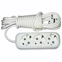 3 outlets indoor extension cord, 3 m durable cable, 16A, 250V.