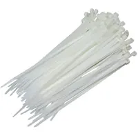 Хомуты, длина 10 см, ширина 2,5 мм, в упаковке 100 шт. Plastic clamp, length 10 cm, width 2.5 mm, 100 psc, белые