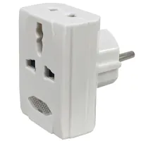 Adapter for plugs, from European to American standard converter, 3 entry sockets.