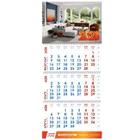 Օրացույց պատի եռամսյակային շարժական օրանիշով (անգլերեն, հայերեն) 2026 թ.: Օրացույցի բարձրությունը 63 սմ