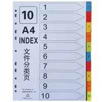 Paper divider, A4 format, colored, numeric, 10 sections.