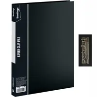 Lever clip folder, with inner pocket, A4 format, cover thickness 700 mkm, black.